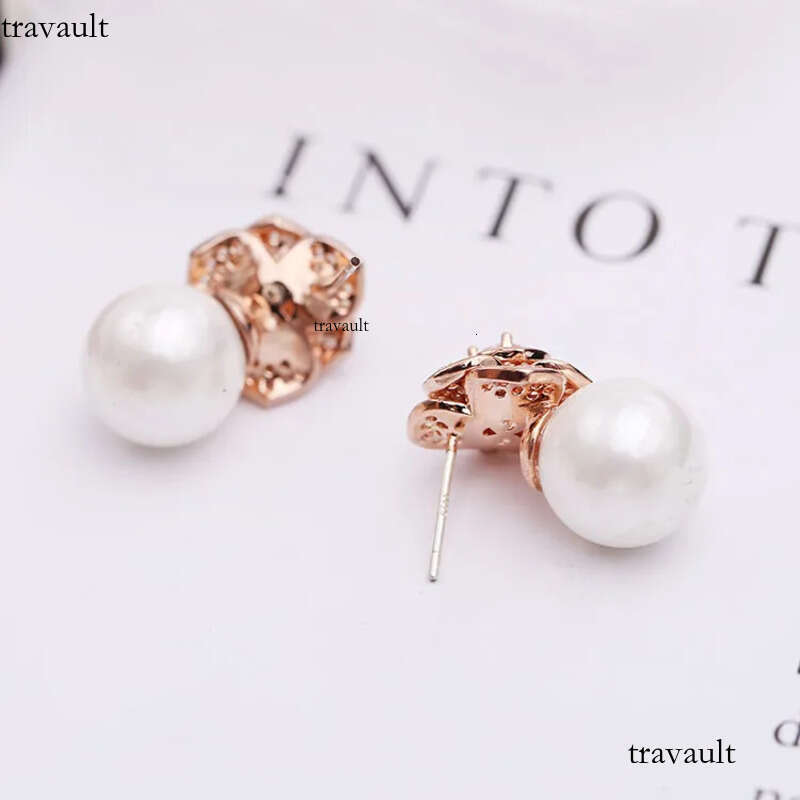 Elegant Freshwater Camellia Flower Earrings for Women Dia Zircon Stud Ball Pearl Earring Fashion Wedding Jewelry Nice Gift