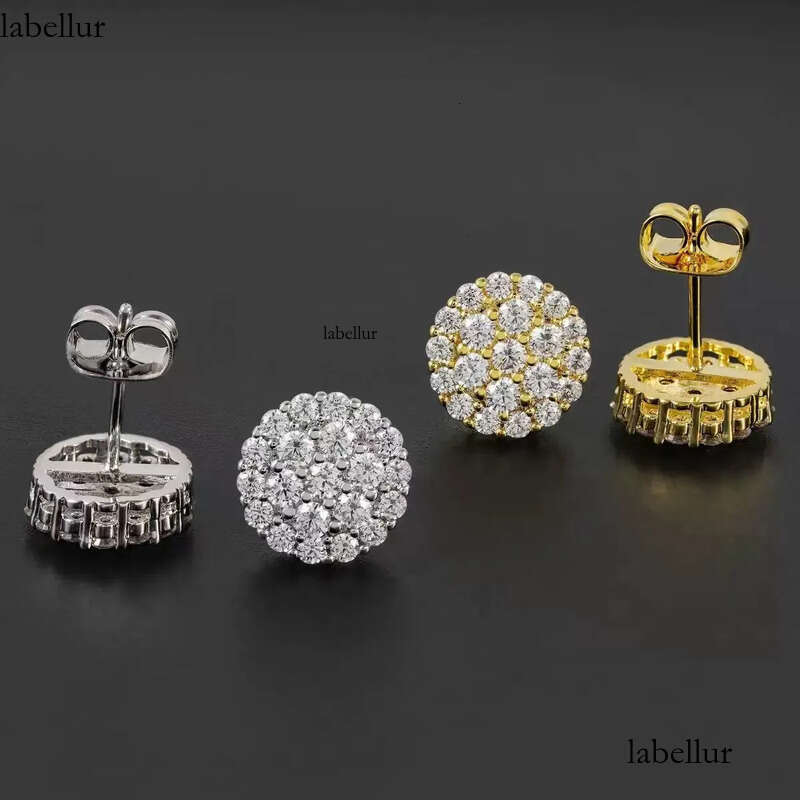 Hot Wholesale Unique Small Fancy Shiny 10K Real Gold Dia Moissanite Stud Earrings For Men de