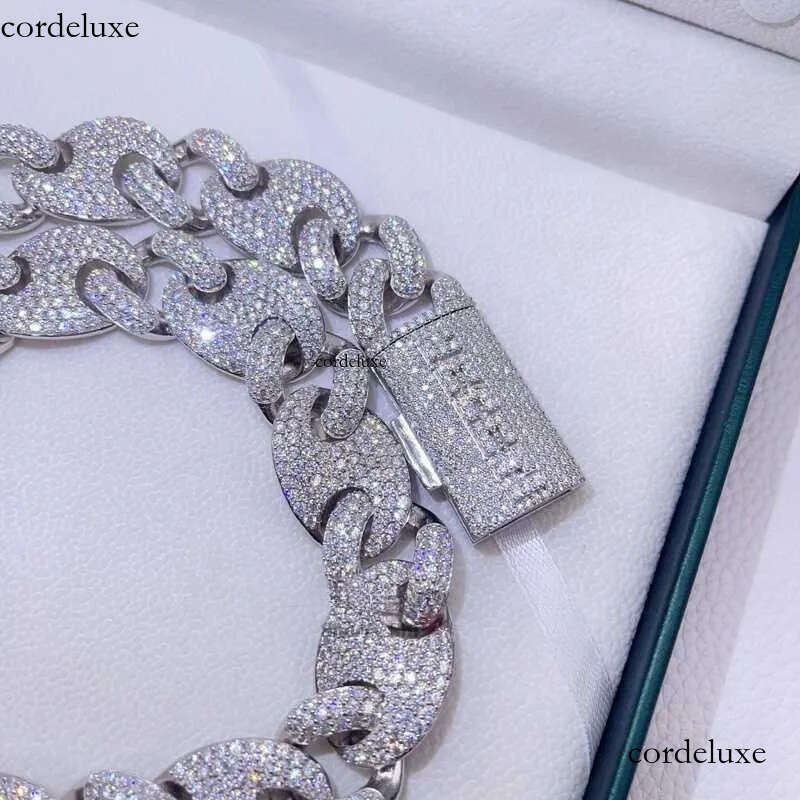 necklace moissanite chain White Gold Sier 20mm Mariner Link Iced Out Hip Hop Men Rapper Jewelry Custom Name Lock Moissanite Chain 64