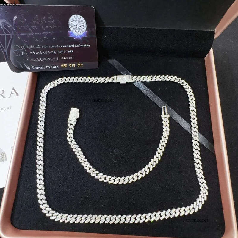necklace sterling sier wholesale price iced out vvs moissanite dia jewelry hip hop cuban link chain 34