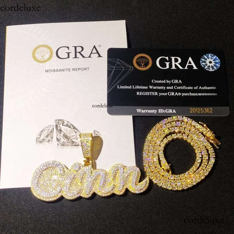 Custom Letter Name Personalized Chain Pendant Vvs Moissanite Dia Sier Iced Out Men Necklace Customized Gift Ideas b8