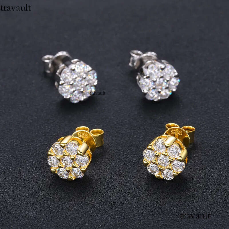 Passed Test Men Women D Color 3mm Moissanite Sterling Sier Gold Plated Bling Dia Studs Earrings Nice Gift02024