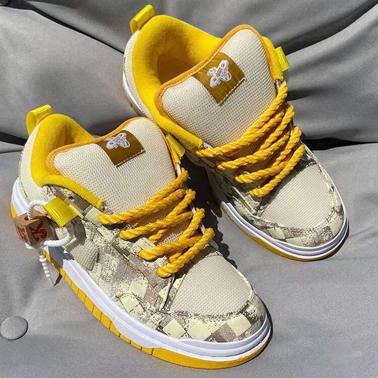 Light Luxury Plus Size Couple Style Internet Celebrity Casual Men's Shoes Thickened Lemon Yellow Loafers Trendy Sneakers 25 81