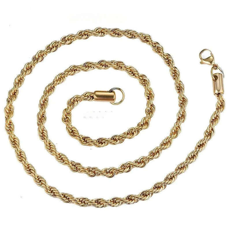 designer jewelry women gold necklace High Quality Gold Plated chain Stainless Steel Necklace For Women Men Golden rope chains gift 2-5mm