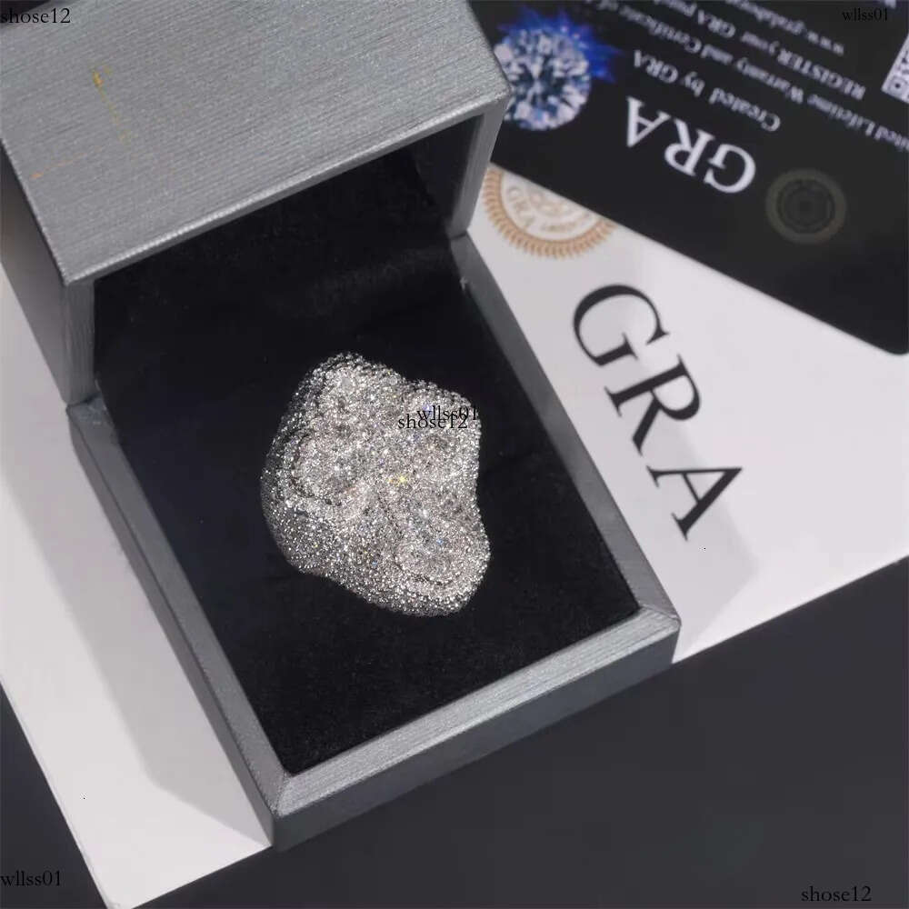 Rappers Style Tester Hip Hop Jewelry VVS Dia Iced Out Sterg Sier Cross Custom Moissanite Ring