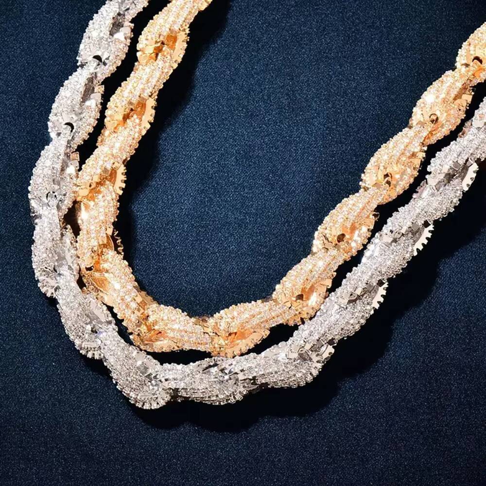 10MM Rope VVS Moissanite Cuban Link Iced Out Chain Plated 14k Gold Pass Diamond Tester Handmade Hiphop Bling Gift 925 Silver - view 6