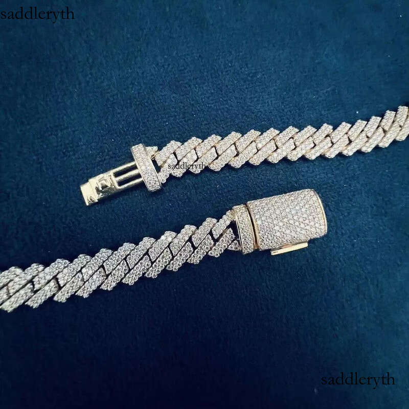 Elegant 13mm Raised Prong Set Chain Moissanite Studded Cuban Link Chains for Sale at Best Prices