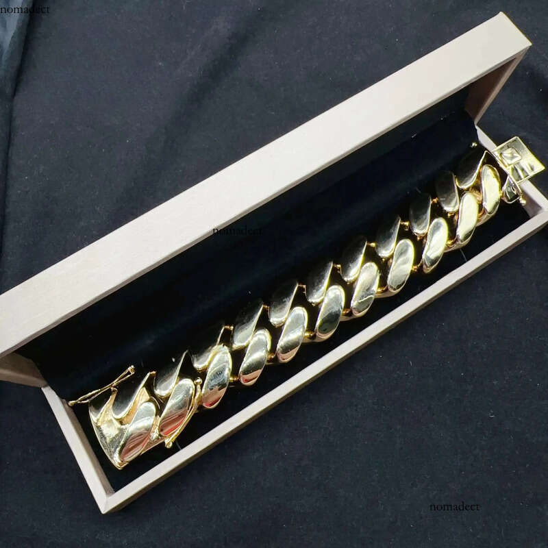 30MM Big Size Men Hip Hop Jewelry Brass Real Gold Plated k Chain Cuban Bracelet 35