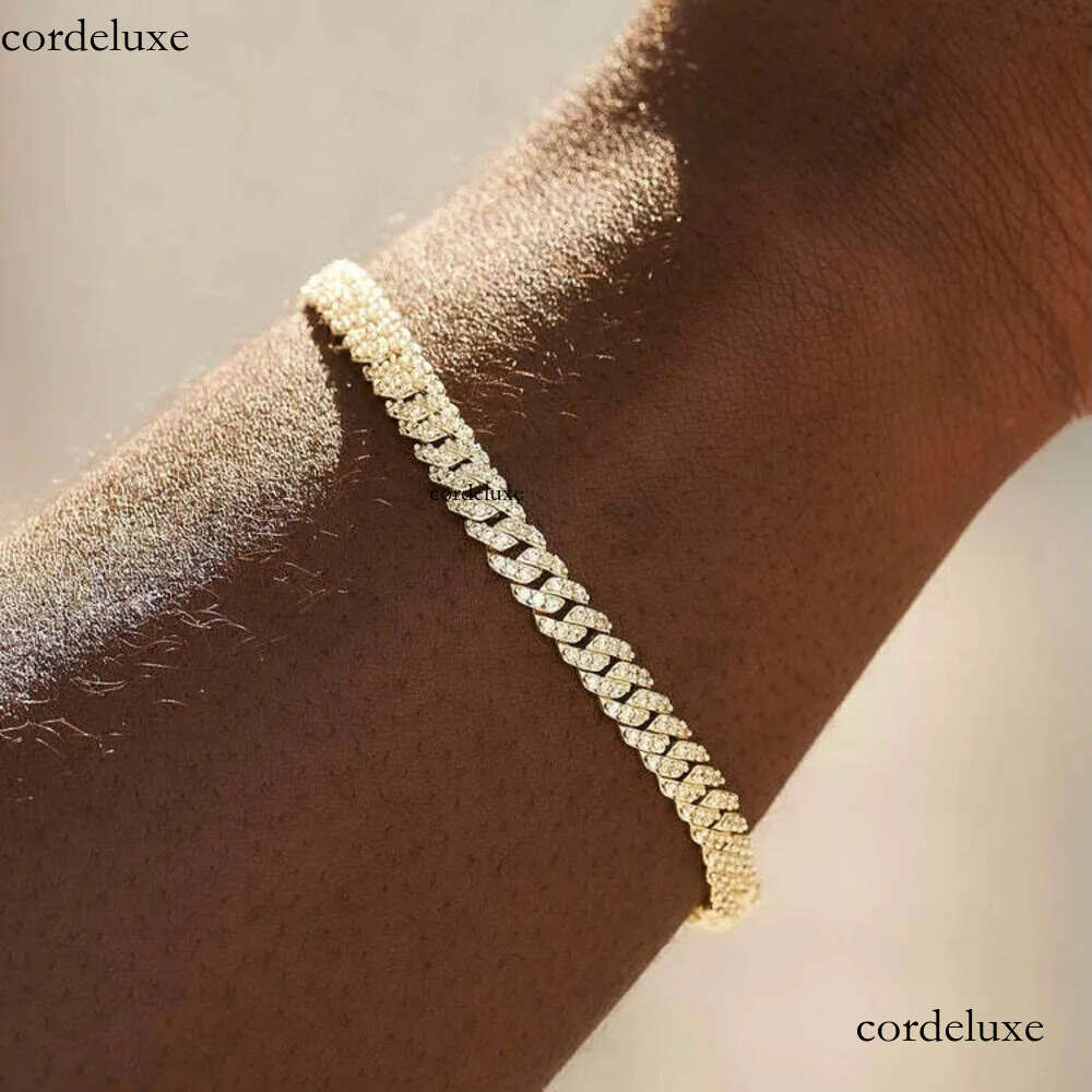 Top jewelry Bangle 8mm White Gold Sterg Sier VVS Moissanite Dia Cuban k Chain Bracelet Iced Out Mossanite Jewelry For Men Women dnlan 5a