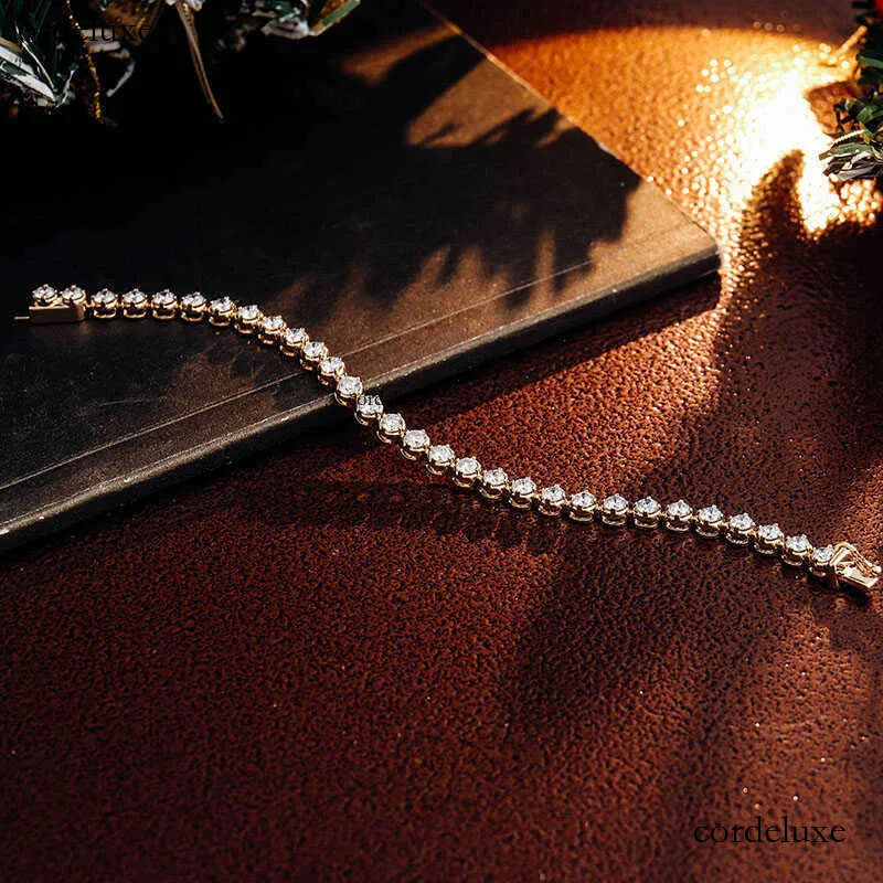 Moissanite Jewelry Custom Lab Grown Dia Tennis Bracelet Sier 10k 14k Gold Bezel Setting Chain Hot Sell 67