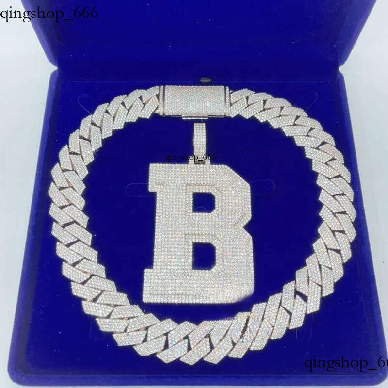necklace moissanite chain Hip Hop Gold Iced Out Vvs Moissanite Dia Custom Letter Name Necklace 7d
