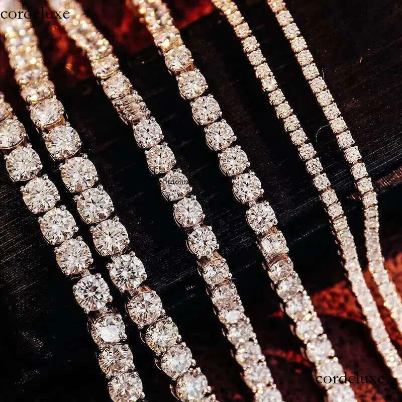 2- 6mm 100% Sterg Sier Moissanite Tennis Chain Trendy White Women's Necklace with k Wholesale 65