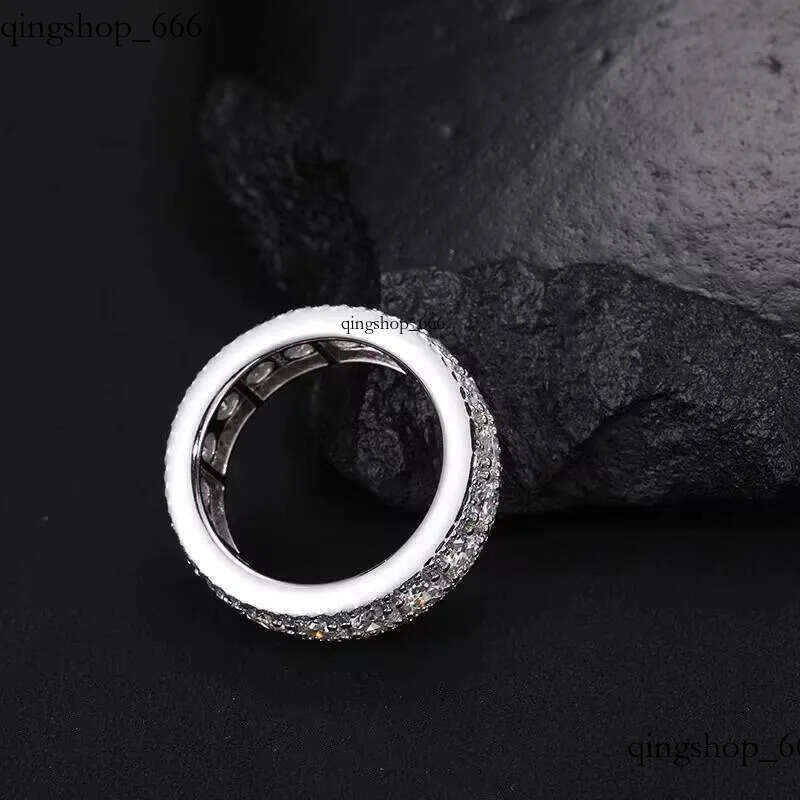 Fine Jewelry Men Gold Plated 8mm Sterling Sier Moissanite Dia Band Ring With Gift 25