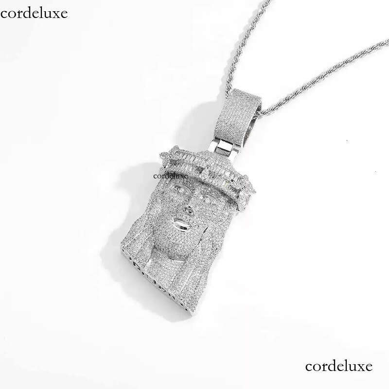Hip Hop Jesus Two Tone Sier Fully Iced Out 3D Moissanite Pendant