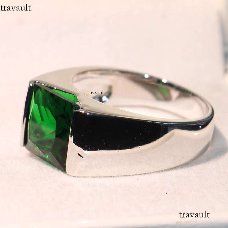 Drop Shipping Victoria Wieck Fashion Jewelry Sterling SierSONA Solitaire Emerald Birthstone Princess Men Wedding Band FingerRing Gift