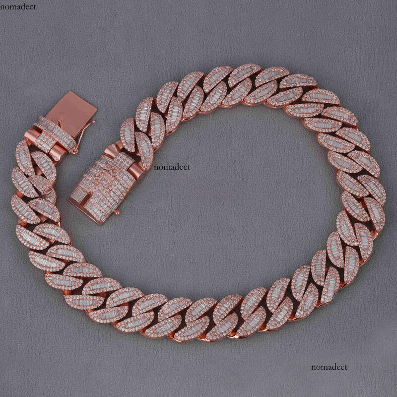 Custom Jewelry Crafted With Luxurious Sier VVS Clarity Moissanite Sparkling Brilliance Dia Cuban Chain ff