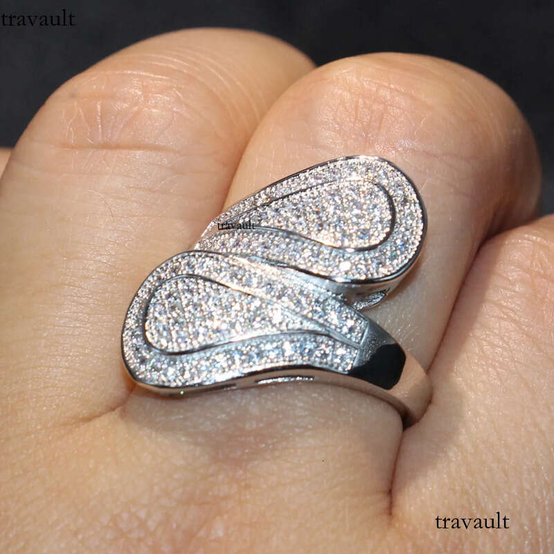 Victoria Wiecl Jewelry Sterling Sier Filled Full Pave White Sapphire CZ Dia Office Party Women Wedding Leaf Band Ring Gift
