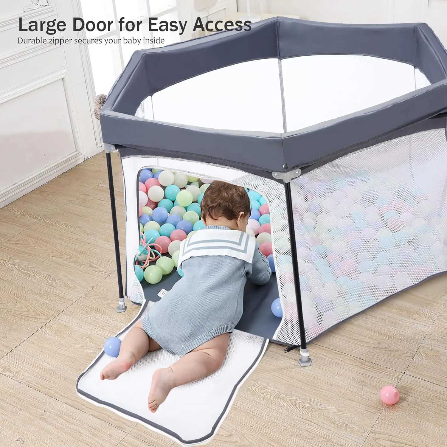 UBRAVOO Baby Playpen Foldable Hexagon Upgraded Sturdy Safety Playyard for ToddlersSoft Breathable MeshOutdoorIndoorHEXA606 C250929