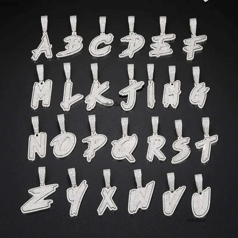 Fine New Sier Moissanite Classic Letters Pendant Punk Hiphop/Rock For Men Hip Hop Jewelry b5