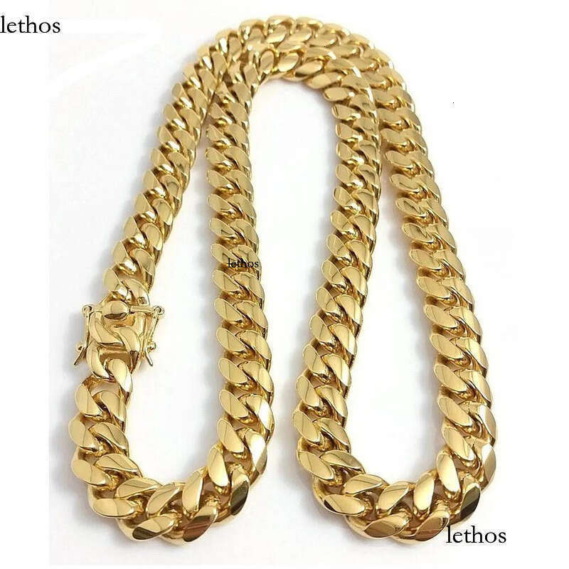 Gold Miami Cuban k Chain Necklace Men Hip Hop Stainless Steel Jewelry Necklaces 97