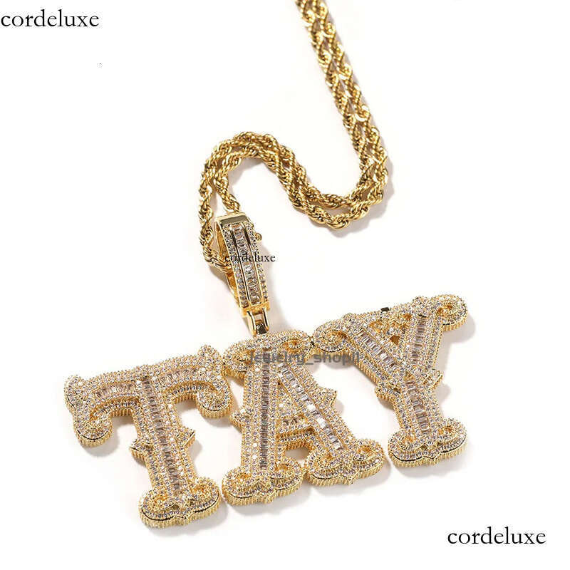 hip hop full barbed rock sugar letter DIY splicing combination personalized necklace GRA moissanite dia gold sier cuban link 39