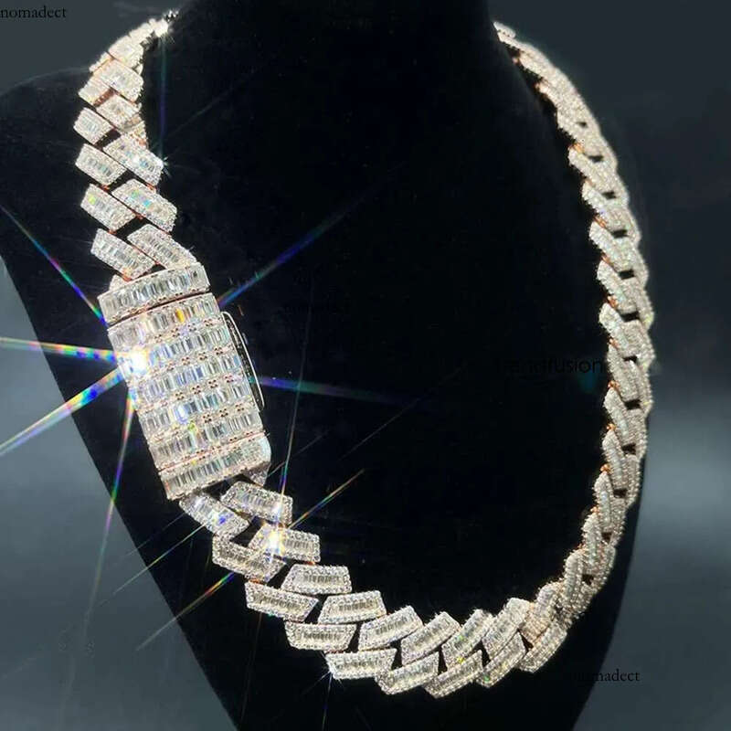 moissanite necklace designer jewelry cuban k Customization Cuban Necklace Full Iced Out Hiphop Chain Pass The Dia Test chain chains for men 04