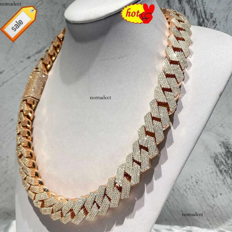 Necklace Moissanite designer sier rose gold iced out pass dia tester pendant Sterling Vvs cuban link chain fc