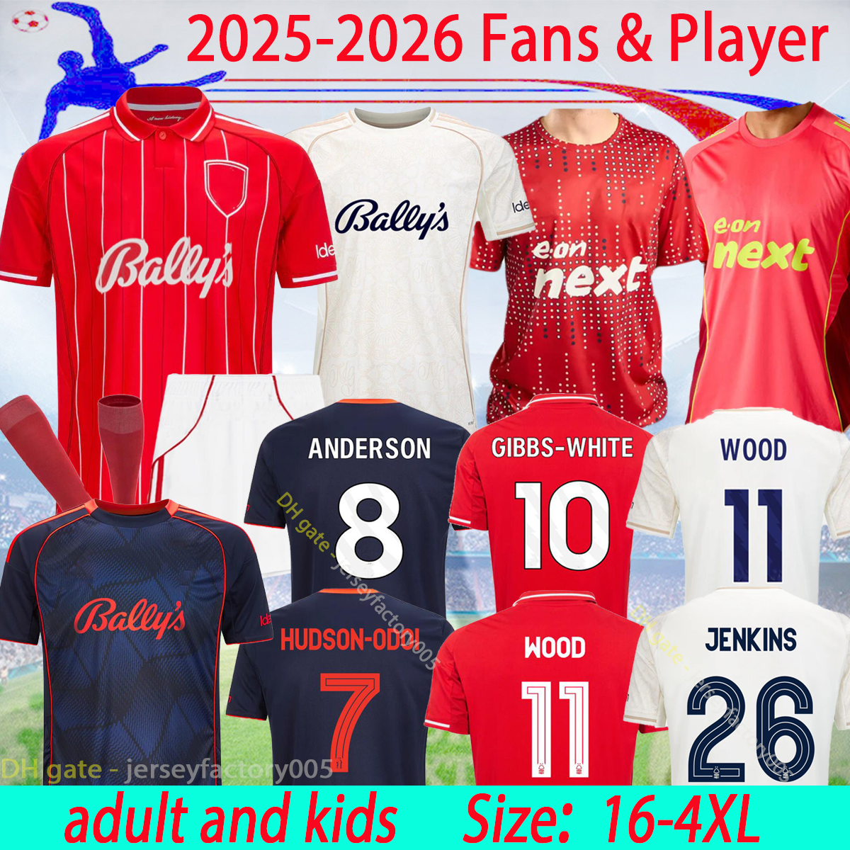 25 26 GIBBS WHITE Soccer Jerseys GRABBAN 2025 Men kids Nottinghams Home Kit Forest Awoniyi AMEOBI HUDSON ODOI away 3rd Football Shirts 16-4XL