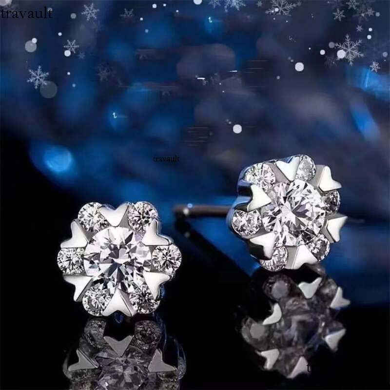Stud Earrings Trendy Sterling Sier 0.3-1 Carat D Color M oi s n i te For Women 6 Prong G r a Screw Back
