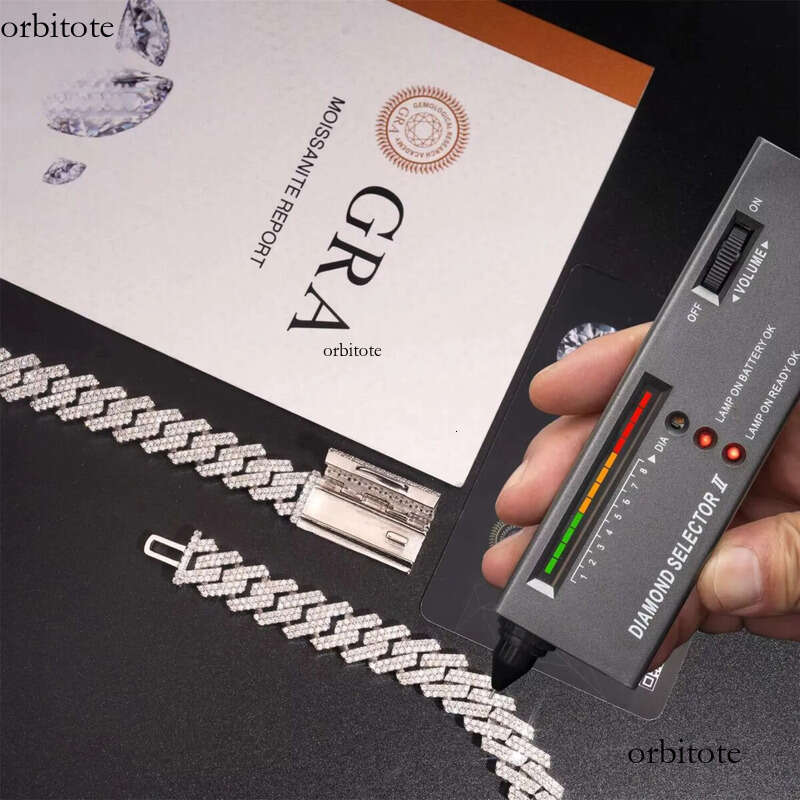 Hot Sale Straight 12mm Two Row Hip Hop Iced Out Sterling Sier Moissanite Necklace Cuban Link Chain 19