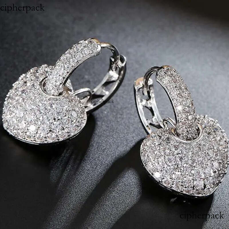 Brand New Jewelry T White&Rose Gold Filled Pave Full White Sapphire CZ Dia Women Drop Earring For Lovers' Gift With Box 2d