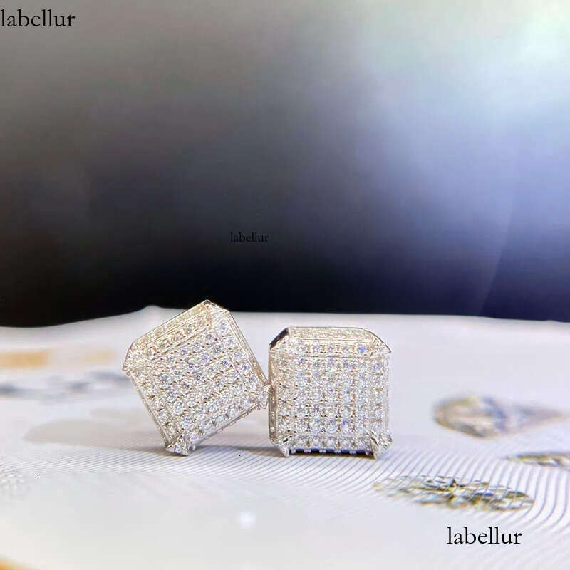 Fashion Jewelry Beautiful Fine Box Packaging Sterling Sliver Moissanite Earrings For Men Or Women 2a
