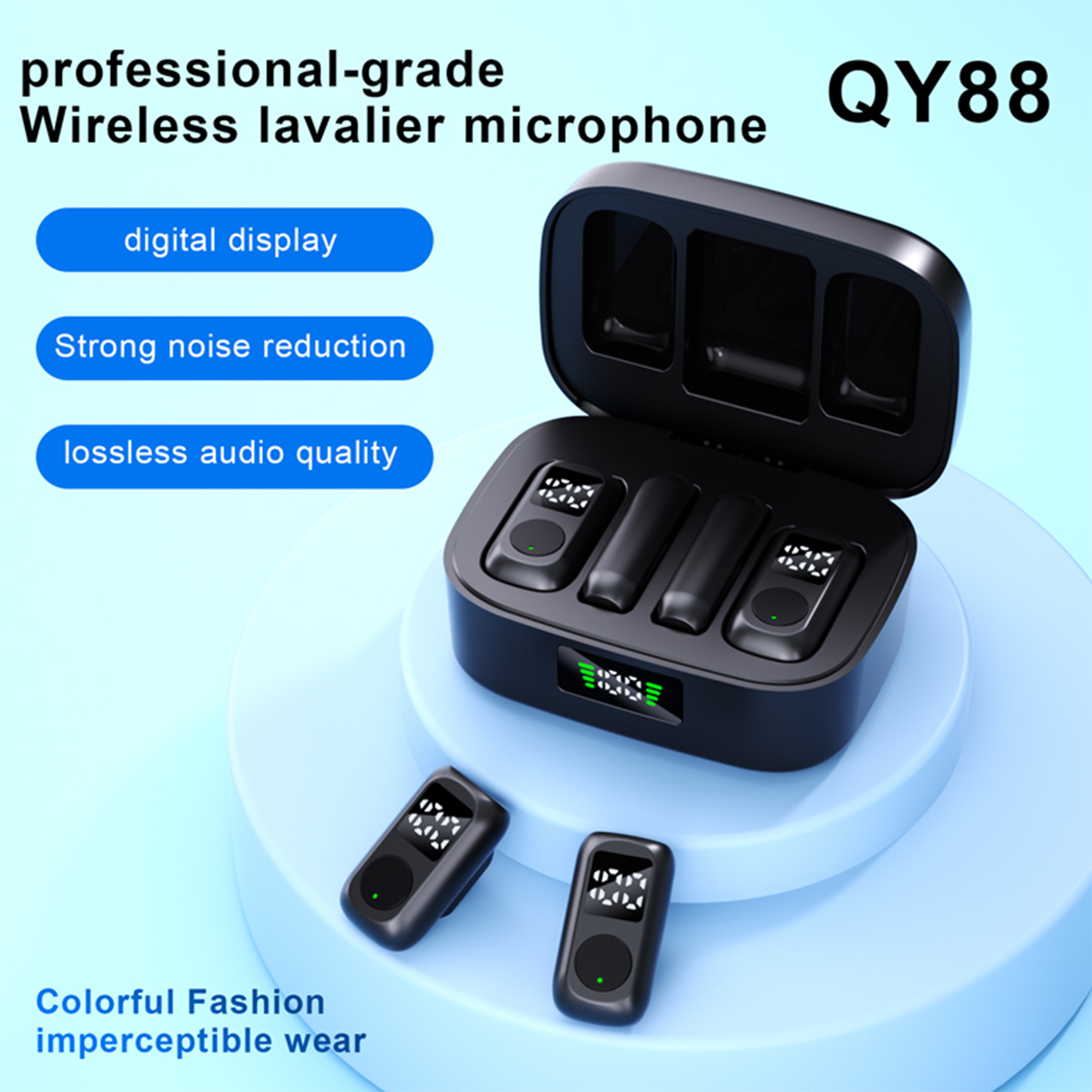 Wireless Lavalier Microphone for Iphone Android 2 in 1 Wireless Mini Microphone for Video Recording Mic for Tiktok Youtube Vlog Podcast Livestream Noi