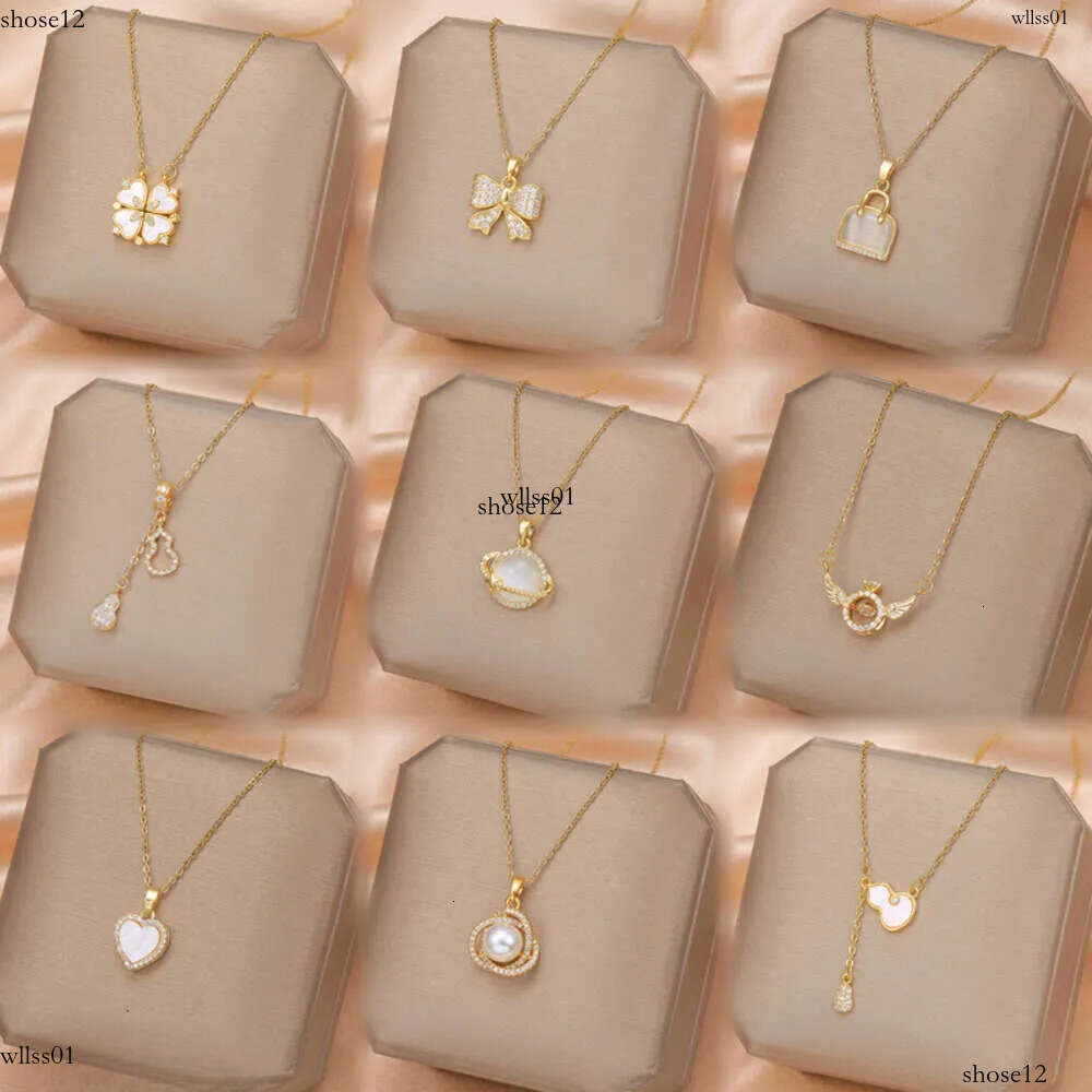 stainless steel clover necklace gold dia butterfly fashion star moon pendant women's clavicle chain jewelry