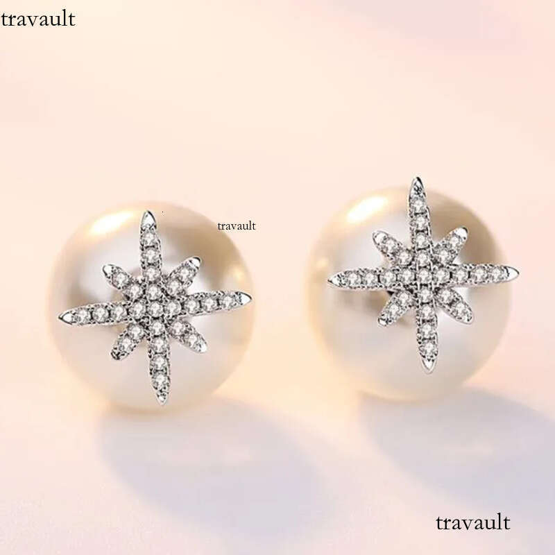 Star Crystal Designer Stud Earrings with Pearl Shining Bling CZ Zircon Dia Stone Elegant Earring Earings Ear Rings Jewelry for Women2024