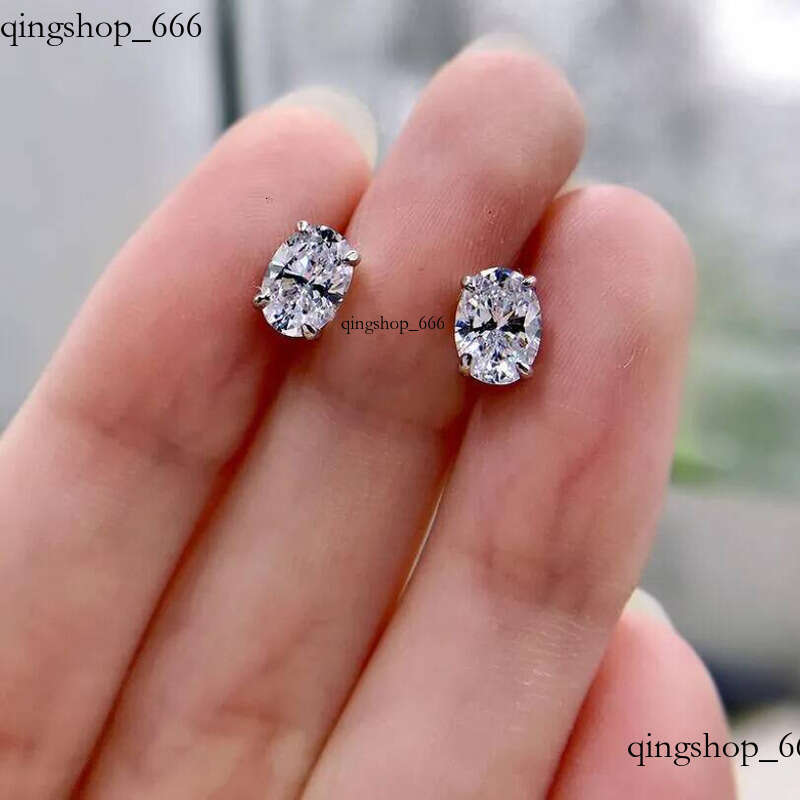 Choucong Drop Ship Top Sell Stud Earrings Moissanite Solitaire Simple Fashion Jewelry Sterling Sier Gold Fill Women Wedding Oval Dia Earring Gift 4b
