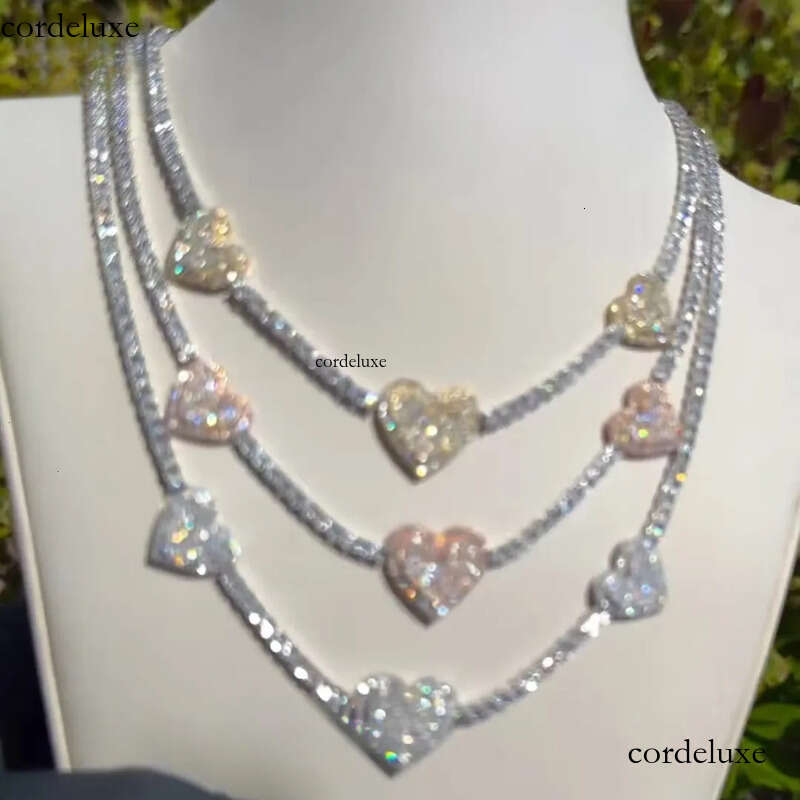 Customized Mens Vvs Chain 4mm Sier Clover Heart Women Iced Out Dia Moissanite Tennis Necklace e7