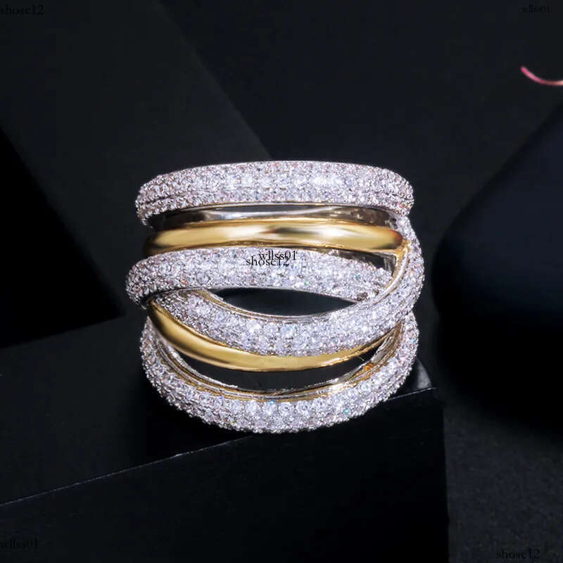 2022 Choucong Brand Wedding Rings Jewelry Gold Fill Pave White Sapphire CZ Dia Eternity Gemstones Women Cross Engagement Band Ring Gift