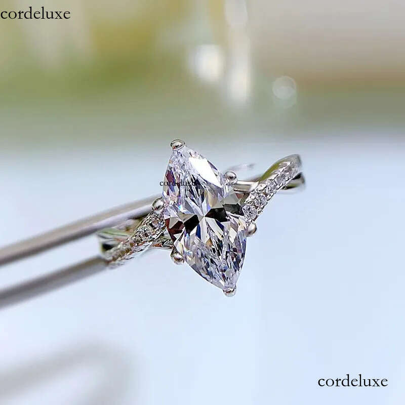 PANSYSEN 100% Sterling Sier Marquise Cut Simulated Moissanite Dia Wedding Engagement Ring Women Fine Jewelry Wholesale 04