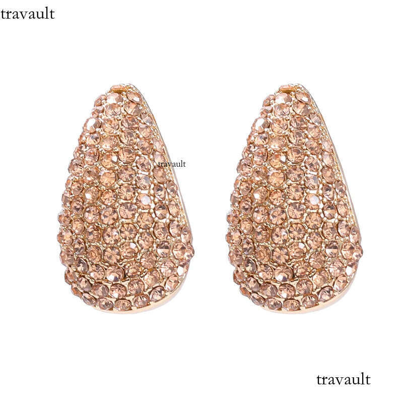 Multicolour Crystal Gold Plated Studs Women Water Drop Stud Earrings Wind Rhinestone Wedding Jewelry Gifts 7Colors