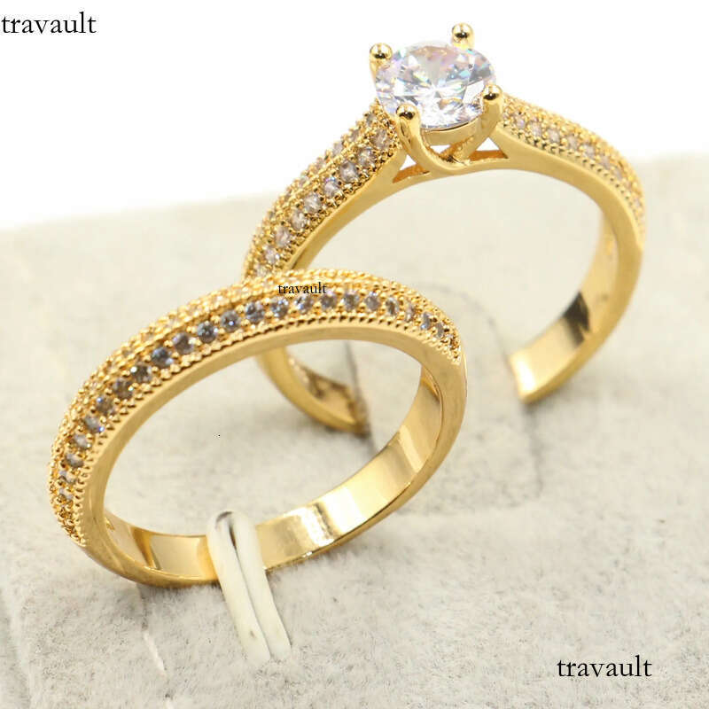 Wholesale Professional Lots Of Stock Classical Fashion Jewelry Sterling Sier&Gold Fill Round Cut White Topaz CZ Dia Wedding Ring