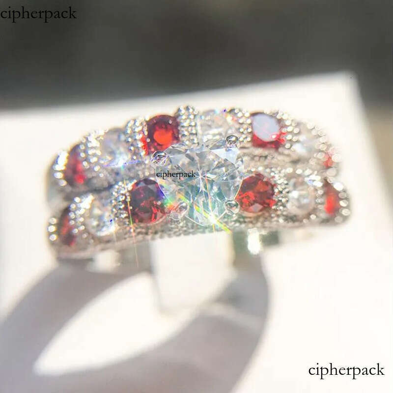 Drop Shipping High Quality Vintage Fashion Jewelry Sterling Sier Pear Cut Topaz&Ruby CZ Gemstones Women Wedding Bridal Heart Ring Set 37