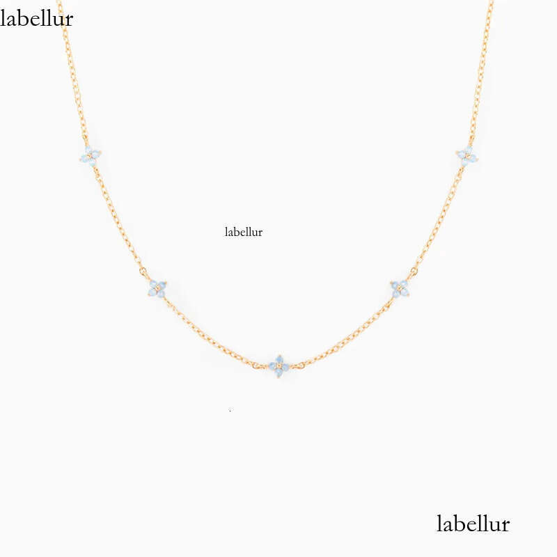 Ins Simple Fashion Flower Pendant Jewelry White Rose Gold Fill Blue Sapphire CZ Dia Gemstones Party Women Clavicle Necklace For Mother Day Gift 4d