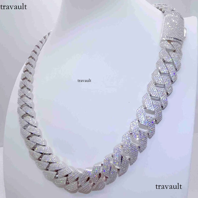 Iced Out Pass Dia Tester Sterling Sier Necklace Vvs Moissanite Cuban Link Chain
