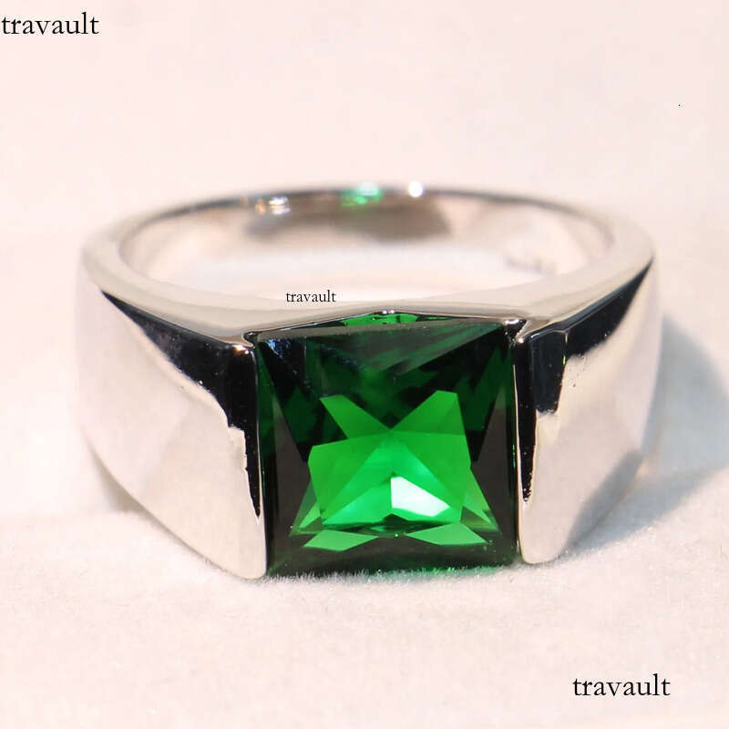 Drop Shipping Victoria Wieck Fashion Jewelry Sterling SierSONA Solitaire Emerald Birthstone Princess Men Wedding Band FingerRing Gift