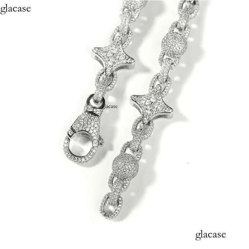 High Quality Hip Hop Star Flower Beads Infinite Necklace 5A Zircons Cuban Chain Jewelry 6d