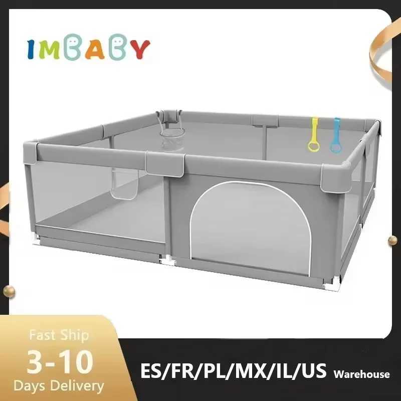 IMBABY Baby Playpens Light Gray Corralito for Baby Playground with Pull Ring Child Safety Barrier Fence Ball Box Game Playpen C250929