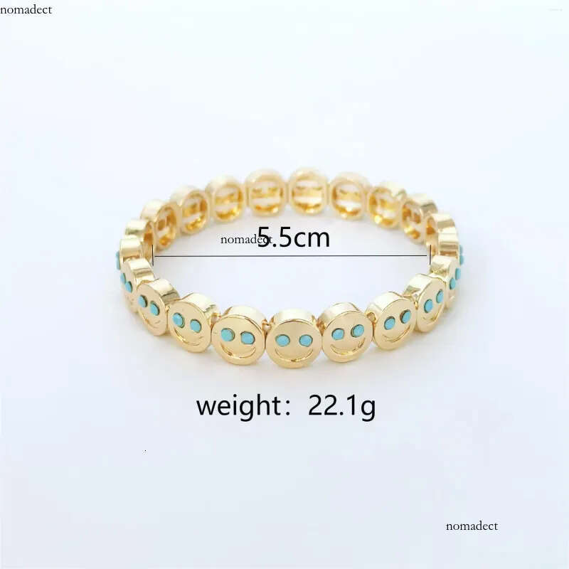 Gold Color Fashion Happy Face Girls Bracelet Cubic Zirconia Beads Golden Women Men Gifts Jewelry Access 4d