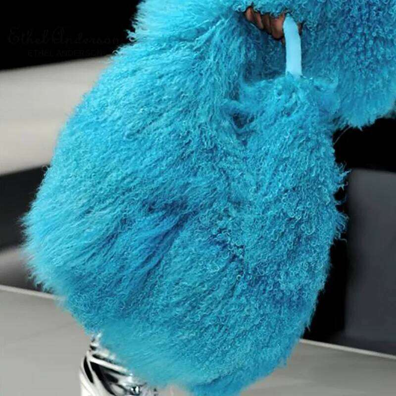 Designer Luxury Ethel Anderson Real Mongolia Handbags Women S Lamb Plush Shoulder Bags Soft Fur Hobo Handbag Large Capacity Purse