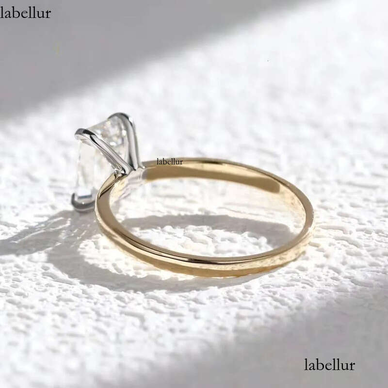 Solid 14K Gold 2CT D VS1 Emerald Cut Lab Rings IGI Wedding Dia Engagement Ring for Her 52